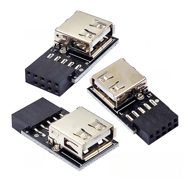 HUGFEGWE 3 Pack Motherboard 9Pin/10Pin Front Panel Header to USB 2.0 Type A Female Converter Adapter CJ25311-8498