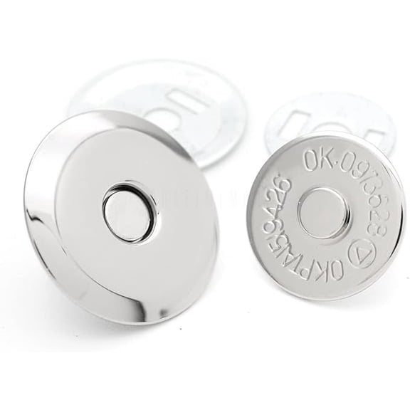 Magnetic Snap Buttons Quality Strong Clasp for Purse Sewing Handbags Closures 6 Pack MNU (18mm, Silver)