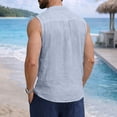 thumbnail image 4 of Sleeveless Shirts for Men Casual Button Chest Pocket Top Lightweight Summer Shirt Relaxed Fit Tank Top, 4 of 8
