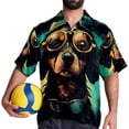 thumbnail image 4 of Retro Dog Men's Printed Button Down Short Sleeve Casual Summer Beach Shirt - Unisex, 4 of 6