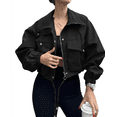 thumbnail image 5 of Womens Cropped Bomber Jacket 2026 Trendy Zip Up Lightweight Anorak Coat With Pockets, 5 of 9