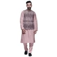 thumbnail image 1 of Atasi Ethnic Dupion Silk Kurta Pyajama Set With Printed Nehru Jacket For Mens, 1 of 3