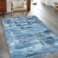 thumbnail image 2 of 3'x5' Rug for Living Room Bedroom, Blue Abstract Washable Area Rugs Non-Slip Carpet Mats, Vintage Geometric Gradient Oil Painting Simple Indoor Low Pile Area Rug Runner for Kitchen, Mudroom, 2 of 8