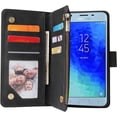 thumbnail image 3 of TGHTBA-Compatible with Samsung Galaxy J7 Star J 7 Crown 7J Refine 2018 J7V V 2nd Gen Wallet Case and Tempered Glass Screen Protector Flip Cover Cell Phone Cases for Glaxay Aura S767VL SM J737V Black, 3 of 4