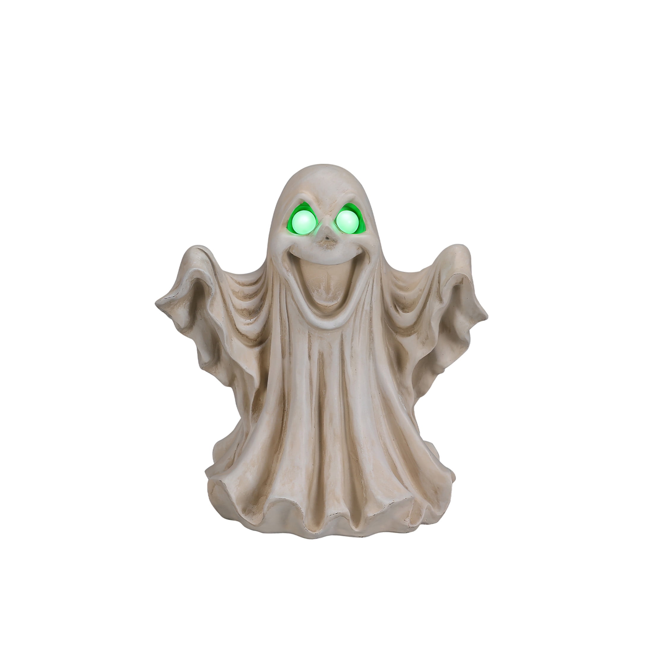 Noble House Halloween LED Light-Up Ghost Figurine with Glowing Eyes, Spooky Decorative Statue, White