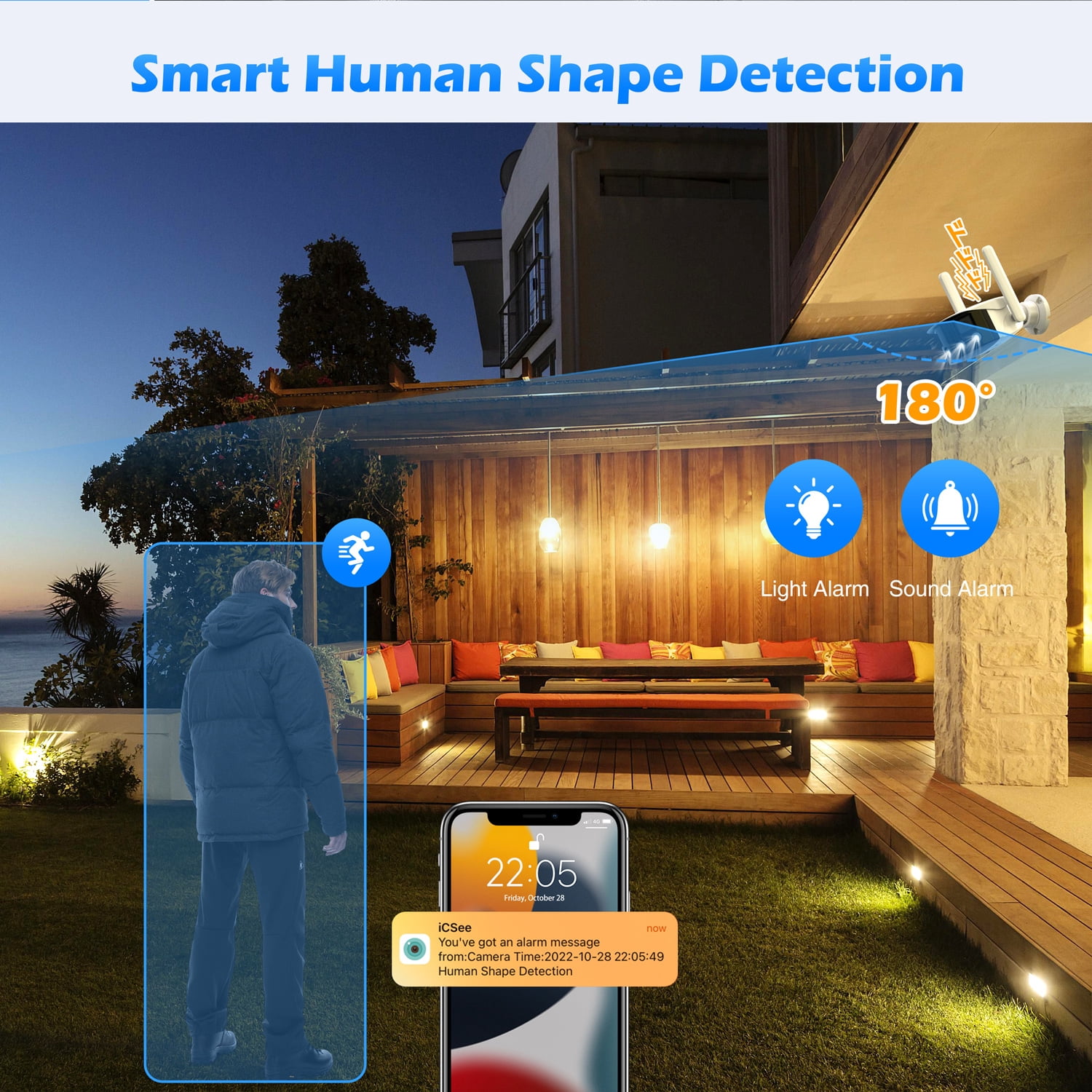Toguard SC10 2K Wired Security Camera Outdoor, 180° Ultra-Wide View Dual Lens Bullet Surveillance Camera