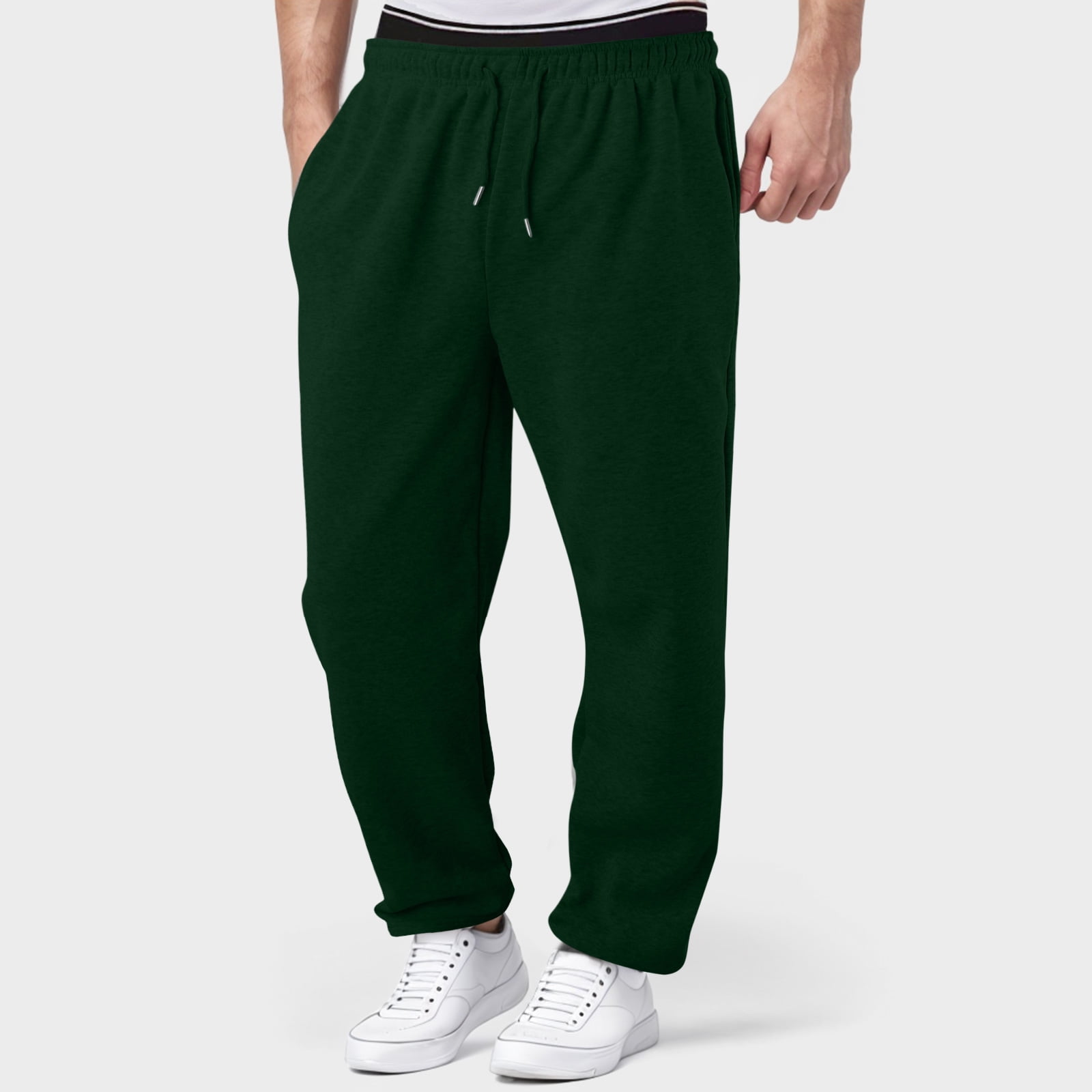 High Waist Mens Green Jogging Bottoms Ediodpoh Mens Lined
