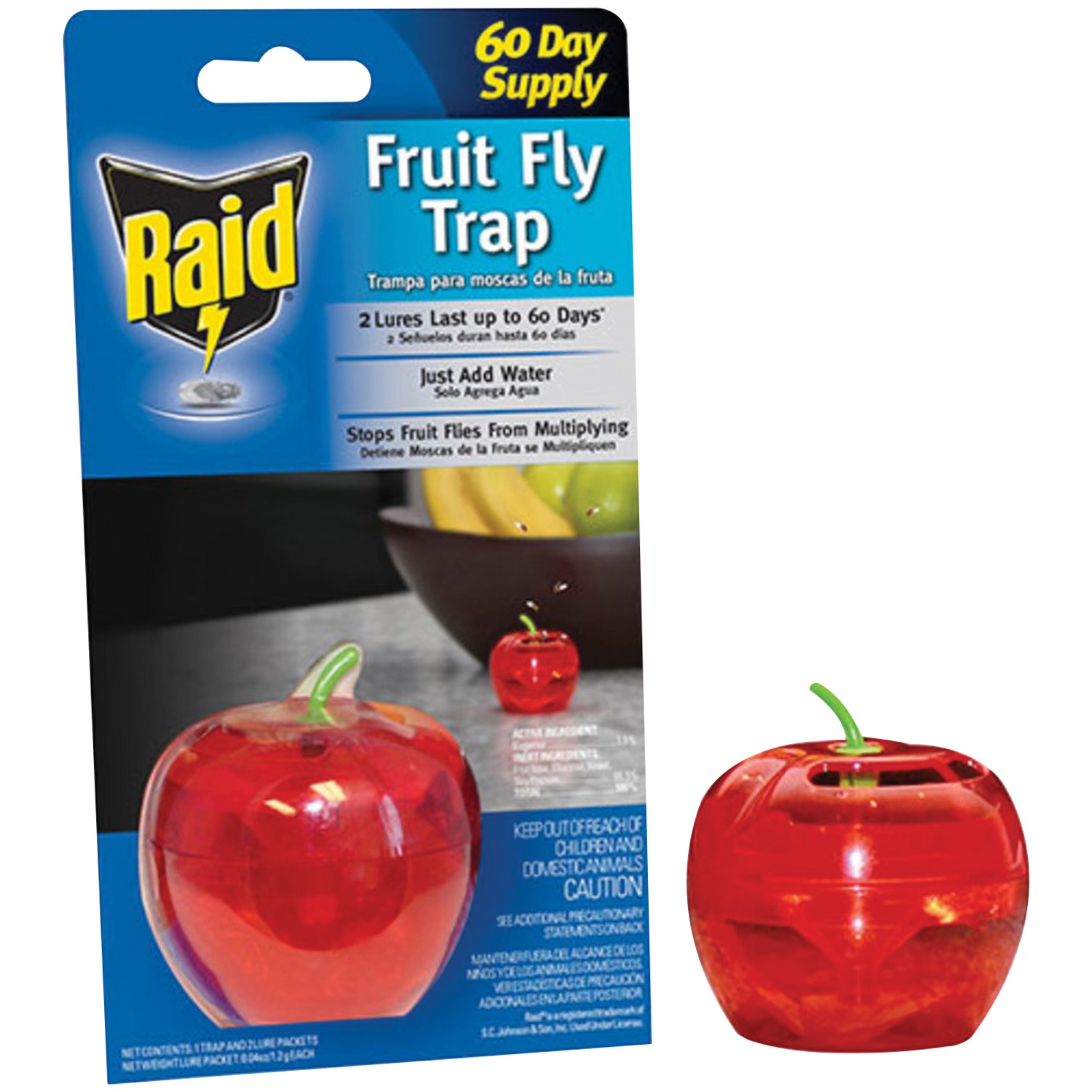 Raid Fruit Fly Apple Design Traps, Food Base Lure (6 Traps, 57 OFF