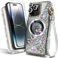 thumbnail image 6 of NageBee Designed for iPhone 13 Pro Max Magnetic Case for MagSafe, Tempered Glass Screen Protector/Wrist Strap Lanyard, Glitter Floating Liquid Cute Case (Diamond), 6 of 6