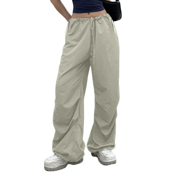 Women Baggy Cargo Pants Low Waist Hip Hop Sweatpants Drawstring Oversized Loose Wide Hippie Joggers Trousers - Walmart.com