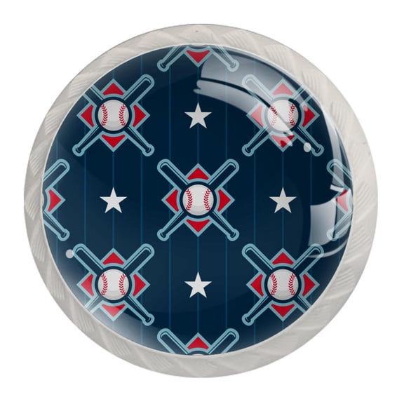 4 Pcs Baseball Knobs for Kitchen Cabinet Cupboard Dresser Bookcase Drawer Pulls Handles Round Home Decor