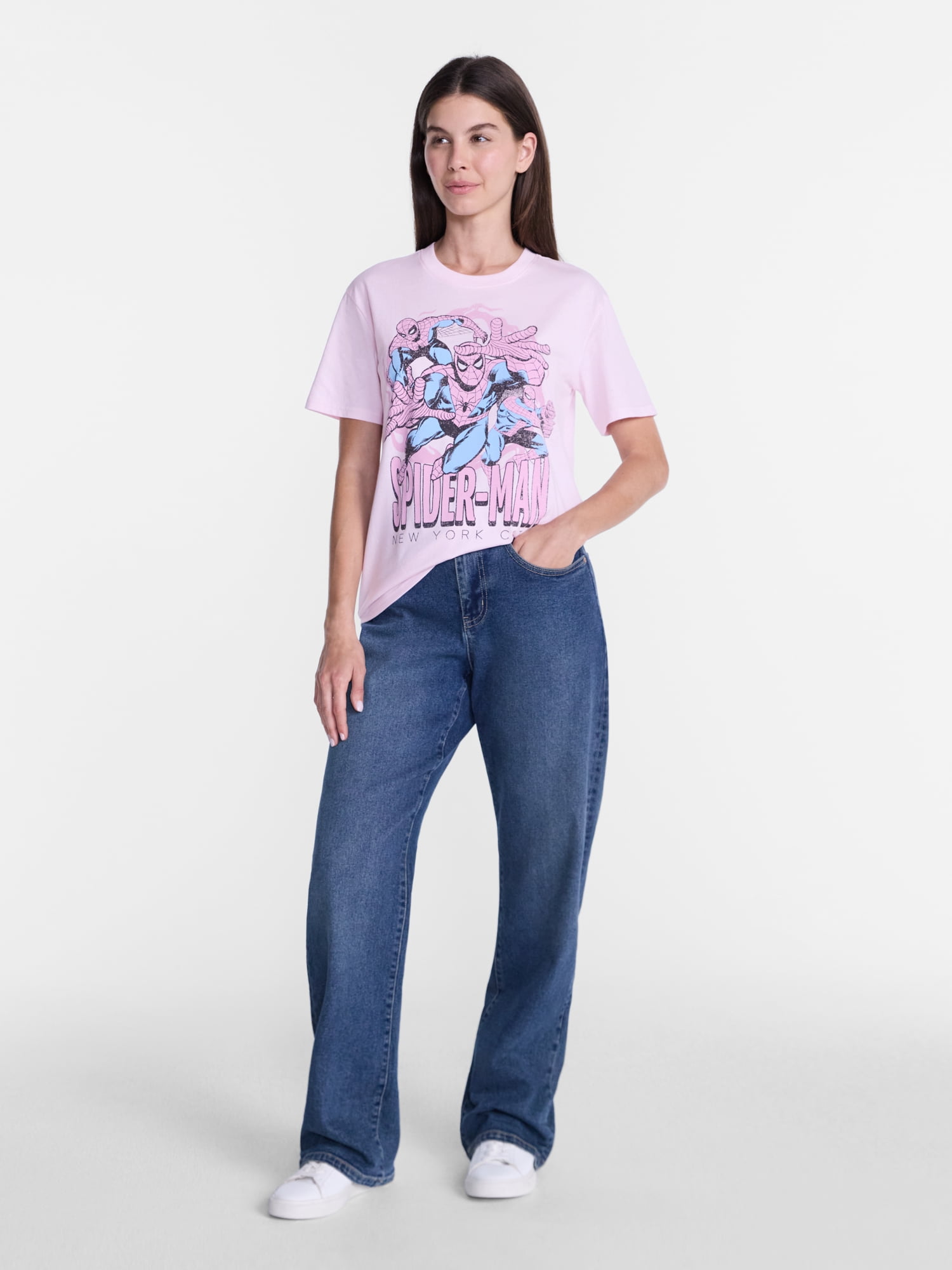 Spider-Man Women's Graphic Tee with Short Sleeves, Sizes XXS-XXL