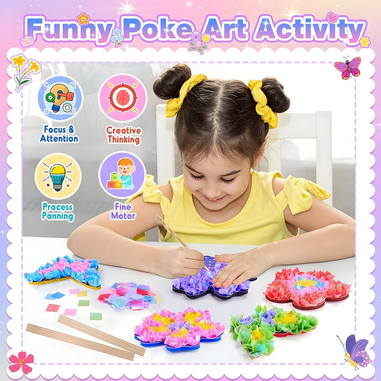 CandWuom Poke Art Flower Bouquet Craft Kit, 8 Flowers and 2 Butterflies ...