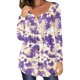 thumbnail image 1 of ICHUANYI Clearance Women Casual T-shirt Printed Long Sleeve Round Neck Ruched Pullover Blouse Tops(Purple, S) ICHUANYI WER2023081112027, 1 of 6