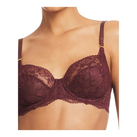 Lauren Ralph Lauren Women's Unlined Lace Full Coverage Bra 4L0026 - Pinot Noir, Size 38C