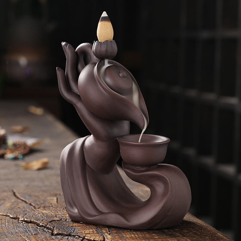 Buddha Hand Series Backflow Incense Burner Indoor Smoke Waterfall Incense Holder Creative Teapot Shaped Ceramic Incense Burner