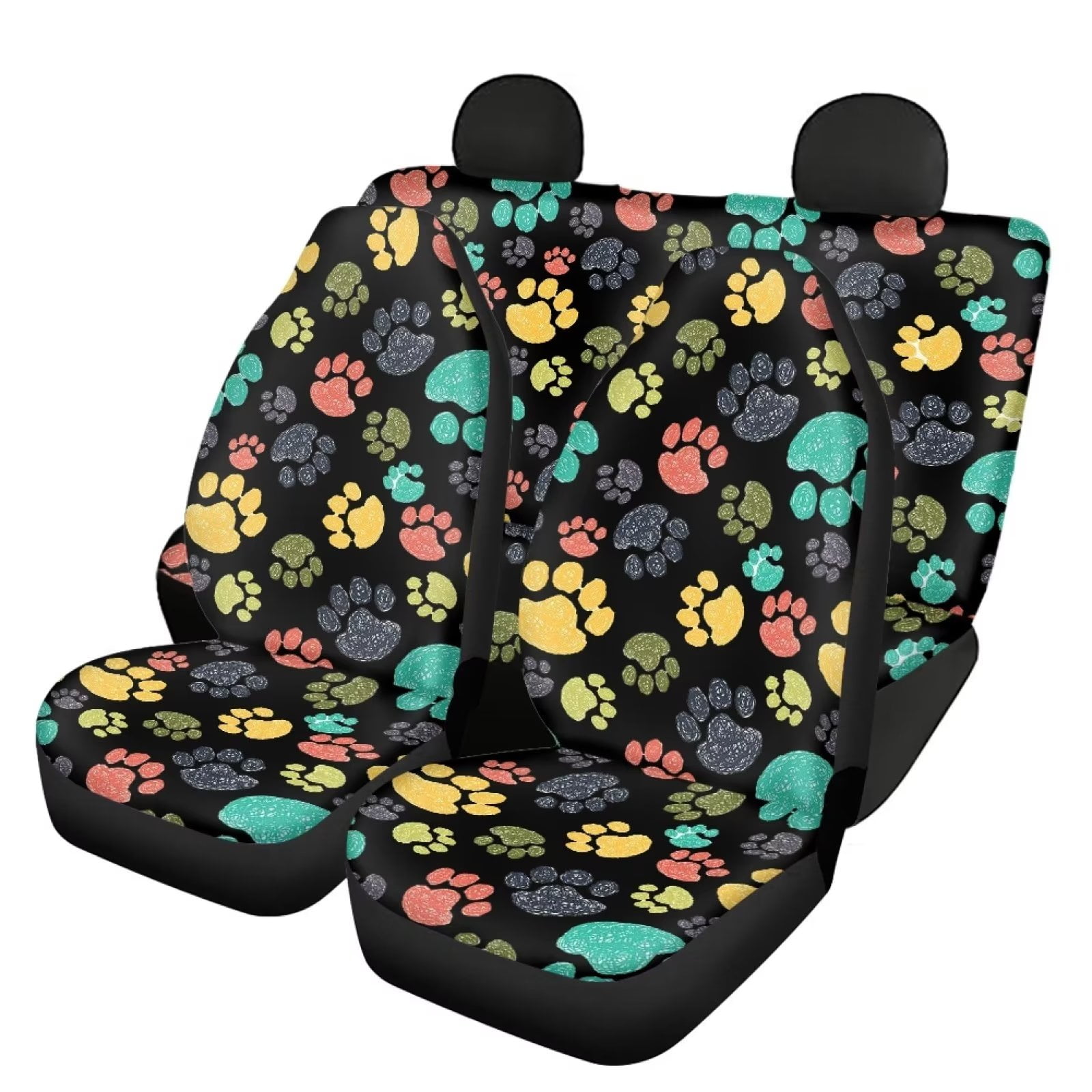 NETILGEN Cute Dog Paw Print Seat Covers for Cars Full Set of 4