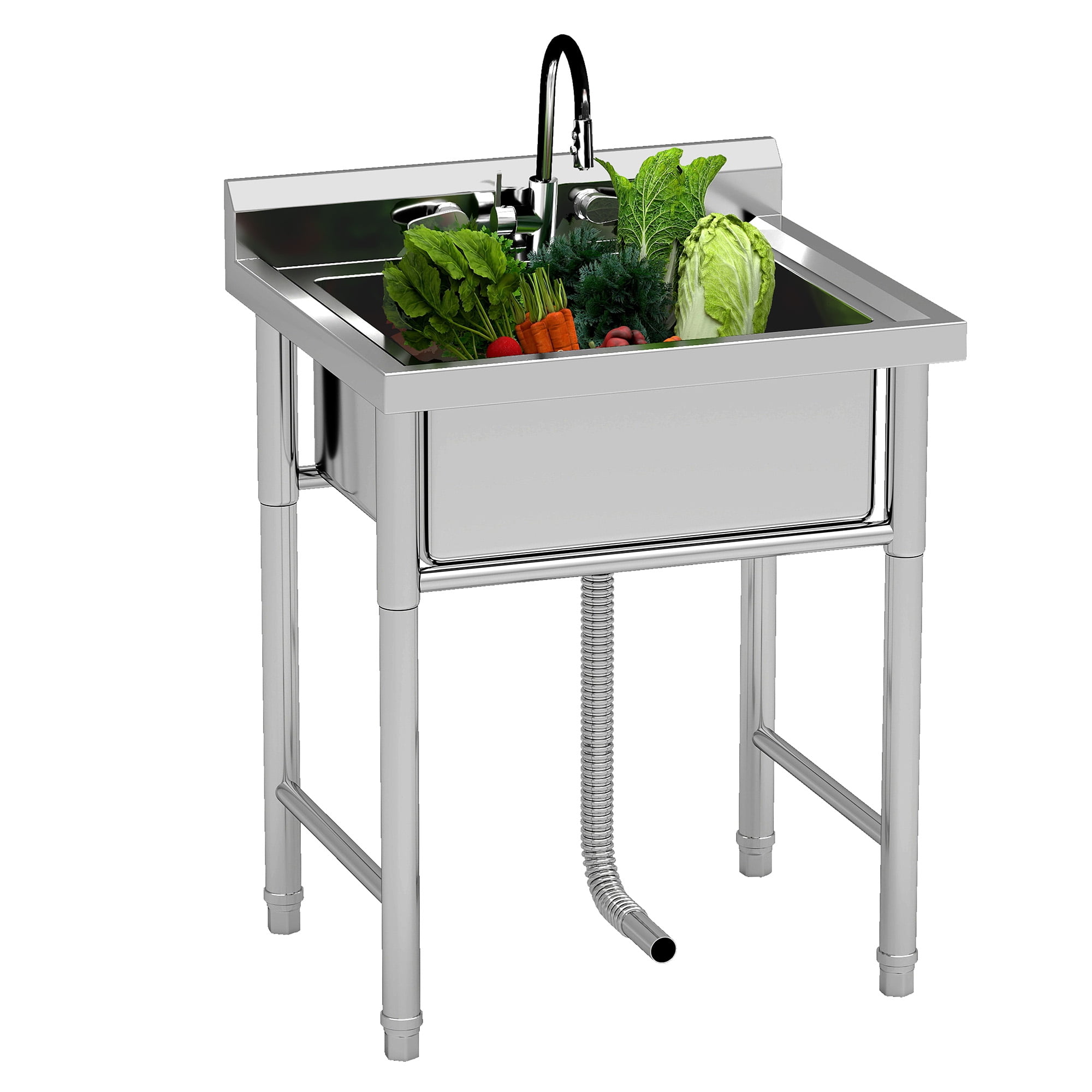 DEXTRUS Stainless Steel Utility Sink, Single Bowl NSF Commercial Sink for Restaurant Laundry Bathroom Garage