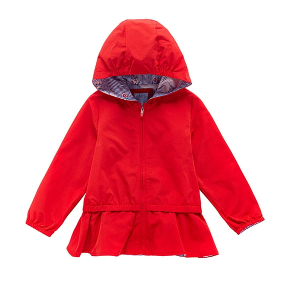 Inknowing Nordic Style Faux Hooded Long Sleeve Dress for Girls, Red, 1 Pack