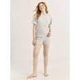 thumbnail image 4 of Joyspun Women's French Terry Short Sleeve Top and Shorts Set, 2-Piece, Sizes XS-3X, 4 of 6