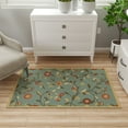 thumbnail image 6 of Ottomanson Floral Area Rug 3'3" x 4'7" - Non Slip Low Pile Carpet, Seafoam Green, 6 of 12