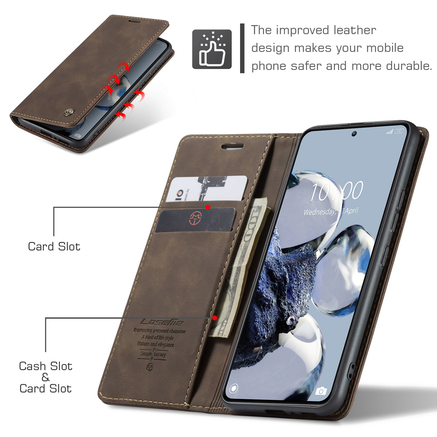 ETFAST Leather Wallet With Card Holder Zipper Phone Case For Redmi K50 Ultra High Quality Leather Phone Case