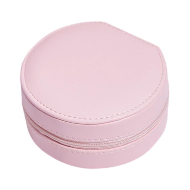 Organizador de joyas portátil y multifuncional con espejo de PU Rosa