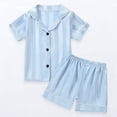 thumbnail image 3 of Xudanell Baby Girls Toddlers Baby Girls' 2-Piece Coat Style Pajama Short Set (12-18 Months,Blue), 3 of 4