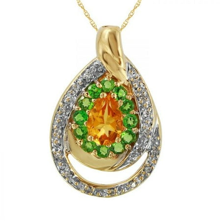 Ladies 1.52 Carat Citrine And Tsavorite 14K Two tone Gold Necklace