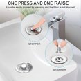 thumbnail image 4 of Tapón de lavabo universal para baño, filtro de drenaje emergente para lavabo, tapón de colador de desagüe para lavabo convertidor de baño con cesta para atrapar pelos, 4 of 8