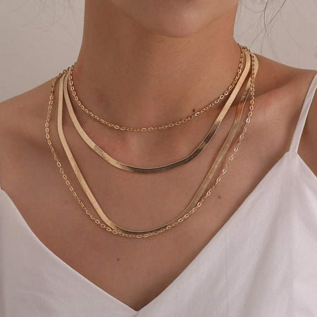 Dainty Simple 4 Tier Gold Layered Necklace Short Chain Multilayer