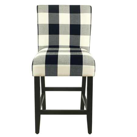 HomePop 24 in.Classic Parsons Counter Stool - Black and White Plaid