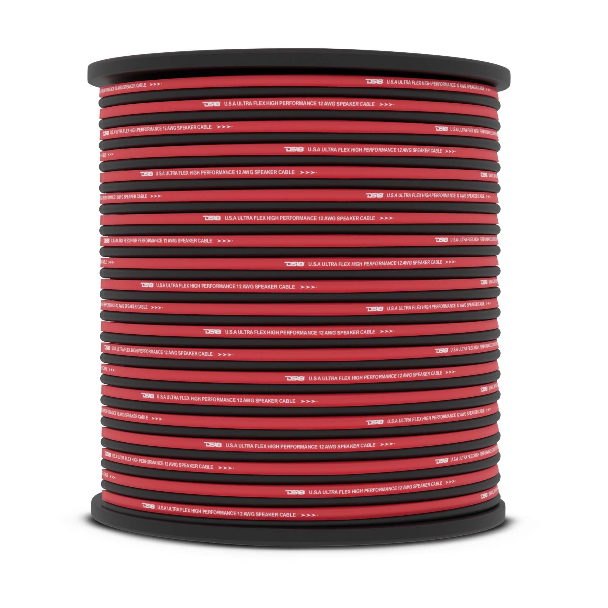 500 Ft 12 Gauge AWG Speaker Wire Car Audio 500' Black Red Zip Wire DS18 Spool