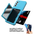 thumbnail image 2 of Galaxy S22 Card Holder Wallet Case,Dteck Shockproof Rubber Hybrid PC with Hidden Mirror Dual Layer Cover Lightweight Protective Back Phone Case for Samsung Galaxy S22 5G,Skyblue, 2 of 5
