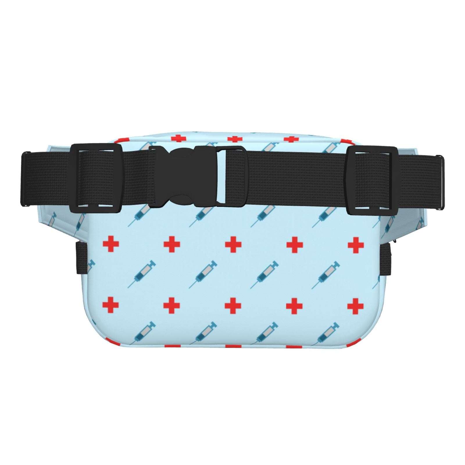 Picia Syringe And Red Cross Print Square Double-Layer Waist Bag Mini Adjustable Waist Belt Bag Exercise Running Travel Hiking