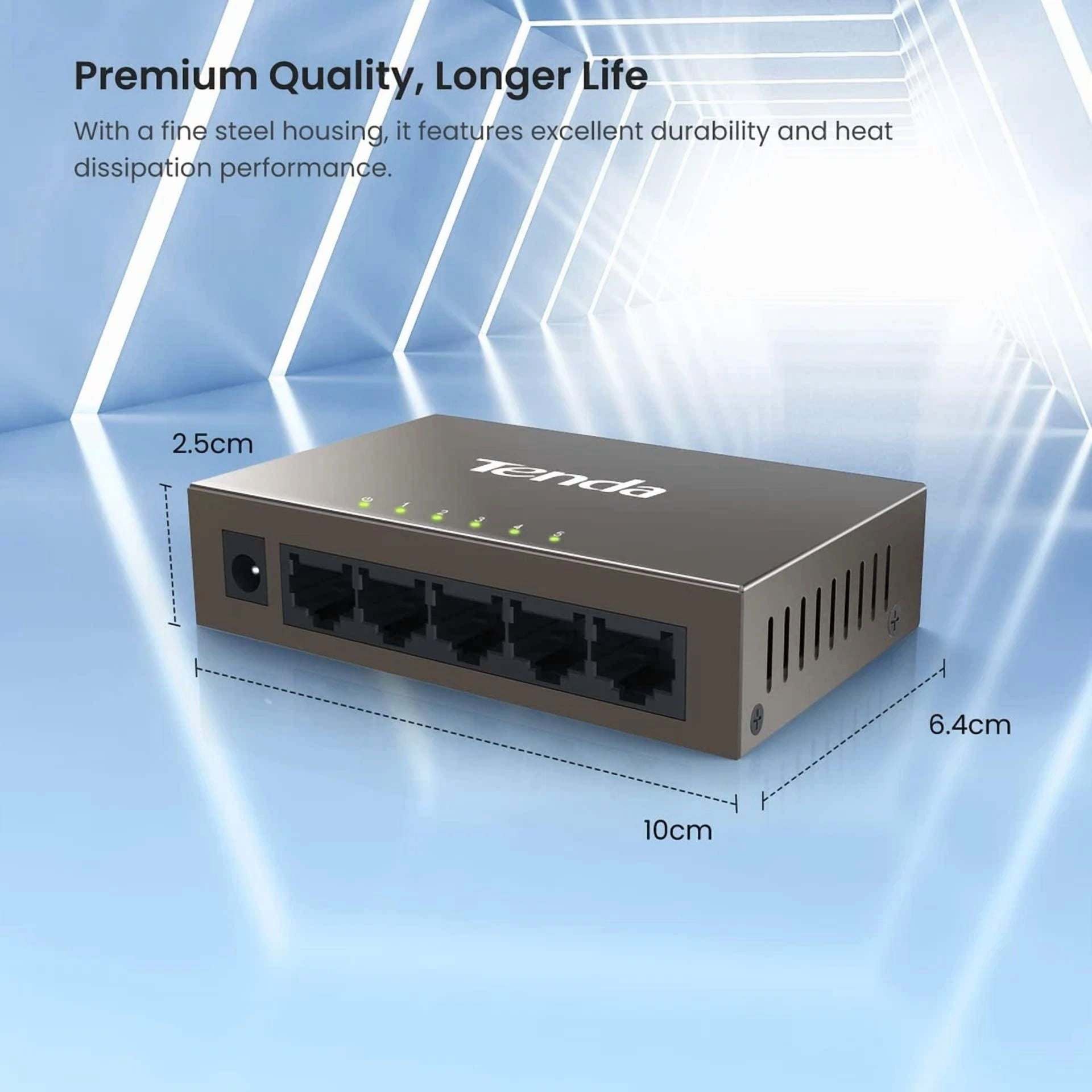 CRESTIN- Tenda Tef1005D, 5-Port 10/100Mbps Fast Ethernet Unmanaged Switch, Network Hub, E