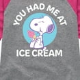 thumbnail image 3 of Peanuts - You Had Me At Ice Cream - Youth Girls Raglan Tee, 3 of 5