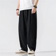 thumbnail image 4 of Pantalones holgados para hombre, estilo harén, de lino, estilo hip hop, holgados, estilo coreano, para otoño e invierno, 2024, 4 of 5