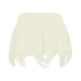 thumbnail image 3 of Women's Lace Short Skirt Y2K Solid Low Waist Flowy Ruffle Pleated Mini Skirts (White L), 3 of 3