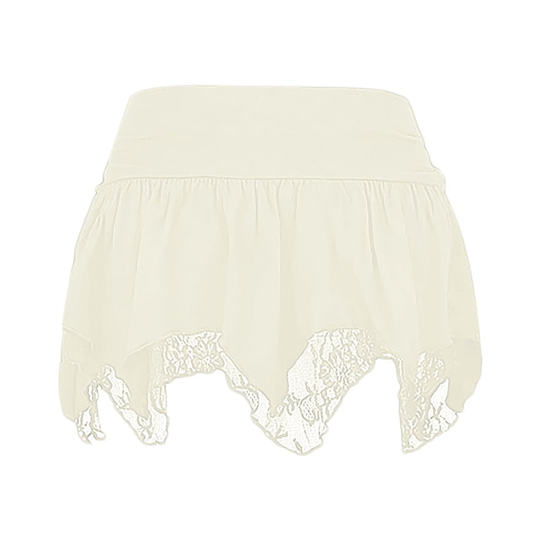 Hwmodou Womens Lace Short Skirt Sexy Solid Low Waist Patchwork Flowy Ruffle  Pleated Mini Skirts Streetwear Fantasy Clothes - Walmart.com