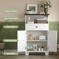 thumbnail image 7 of Bathroom Floor Cabinet, Farmhouse Storage Cabinet, 23.6" Wide Cabinet with Drawer, Adjustable Shelf, Barn Doors, Cabinets for Bathroom, Kitchen, Living Room, White, 7 of 7