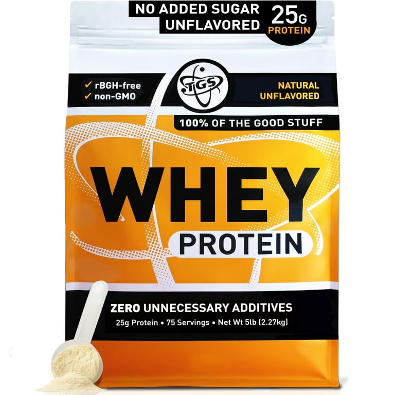 TGS Nutrition 100% Whey Protein Powder, Natural Unflavored