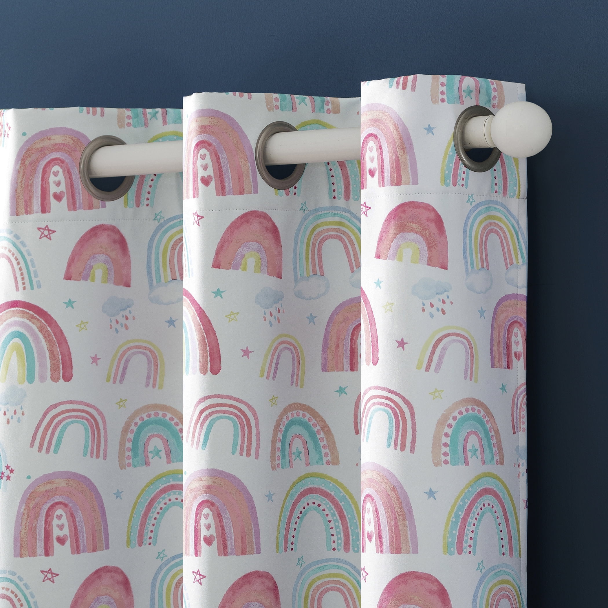 Sun Zero Rainbows Print 100% Blackout Grommet Single Curtain Panel In Multi,40" X 63"