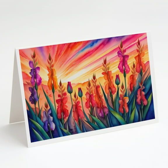 Gladiolus in Color Greeting Cards and Envelopes Pack of 8 7 in x 5 in