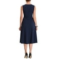thumbnail image 3 of INSPIRE CHIC Women's Striped Crew Neck Sleeveless Midi Work  Dress XS Dark Blue, 3 of 7