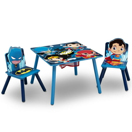 DC Super Friends (Batman, Superman, Wonder Woman, The Flash) Kids Table and Chair Set with Storage by Delta Children