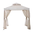 thumbnail image 2 of Sunjoy 8’ x 8’ Outdoor Patio Gazebo, Outdoor Backyard Modern 2-Tier Steel Frame Soft Top Gazebo with Mesh Netting - Beige & White, 2 of 11