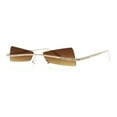 thumbnail image 5 of Womens Avant Garde Jewel Rhinestone Cross Bar Metal Rimless Rectangle Sunglasses Gold - Brown, 5 of 7