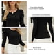 thumbnail image 5 of Suéter de punto de manga larga negro con cuello abullonado con volantes - Top elástico para mujer, talla L, 5 of 7