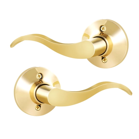 Premier Lock Dummy Wave Handle, Polished Brass, 2-Pack